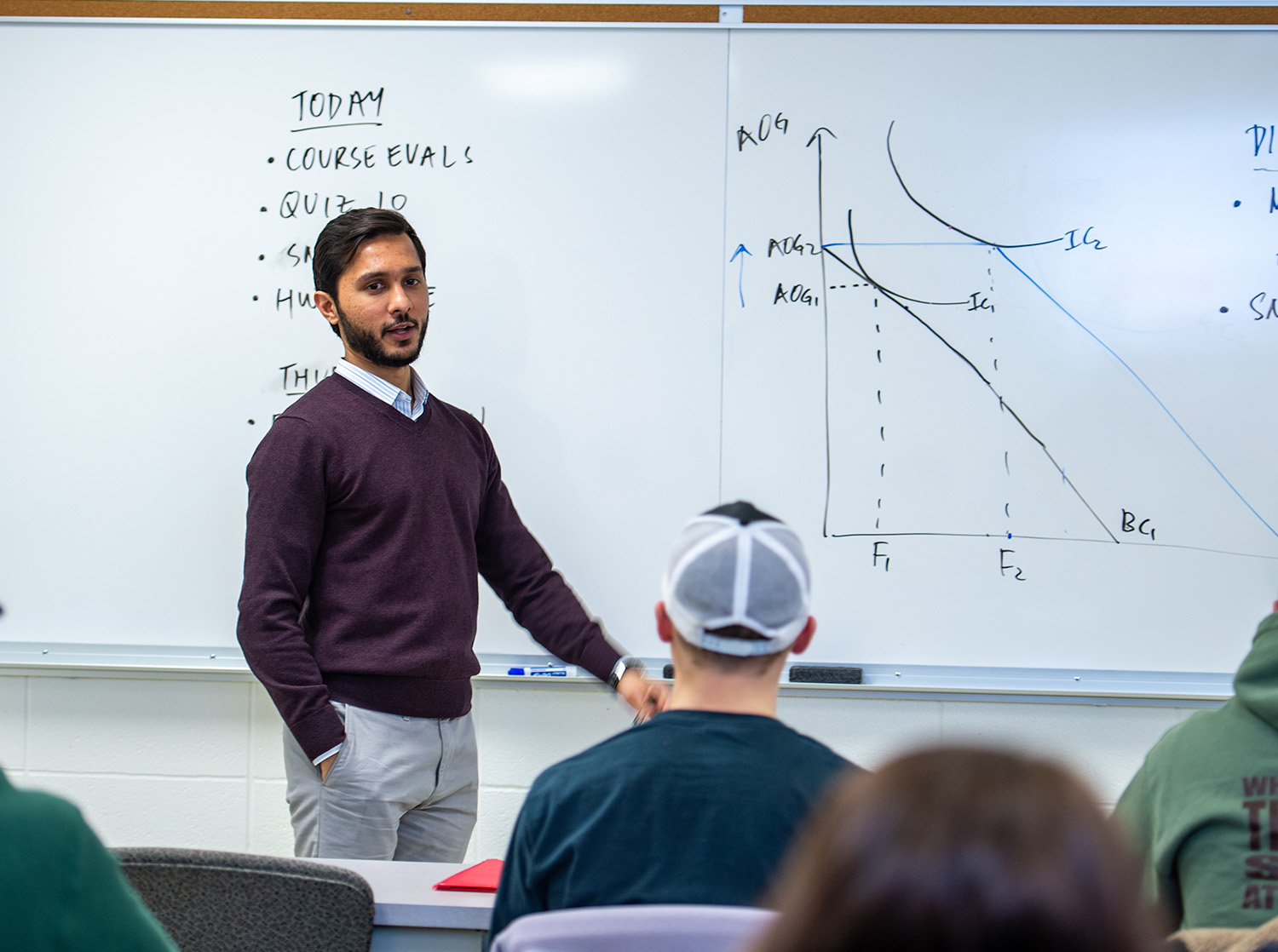 Professor Shaheer Burney teaches an agricultural economics class