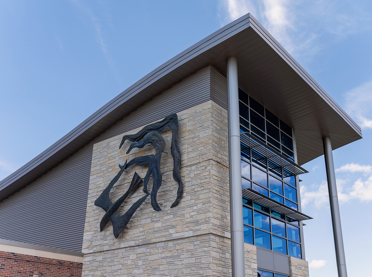 Looking up at the east side of the Falcon Center