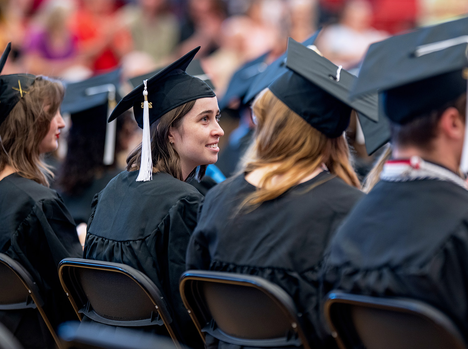A group of students sit during the commencement ceremony