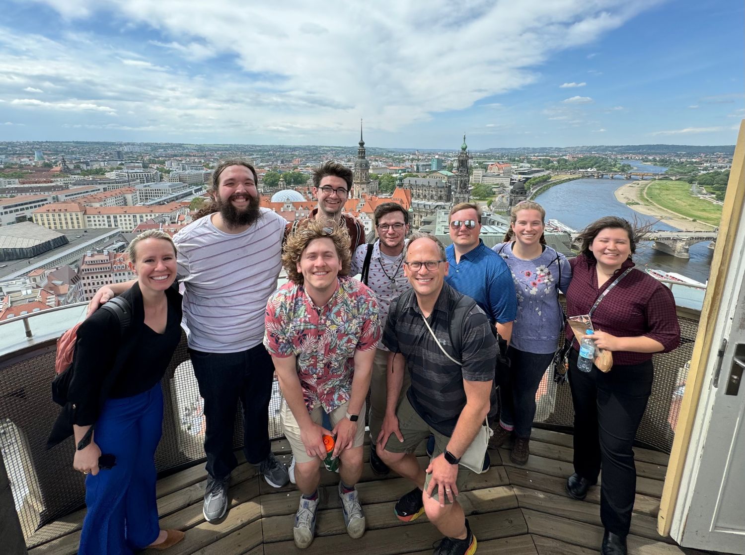 Students and faculty overlooking a city in Germany