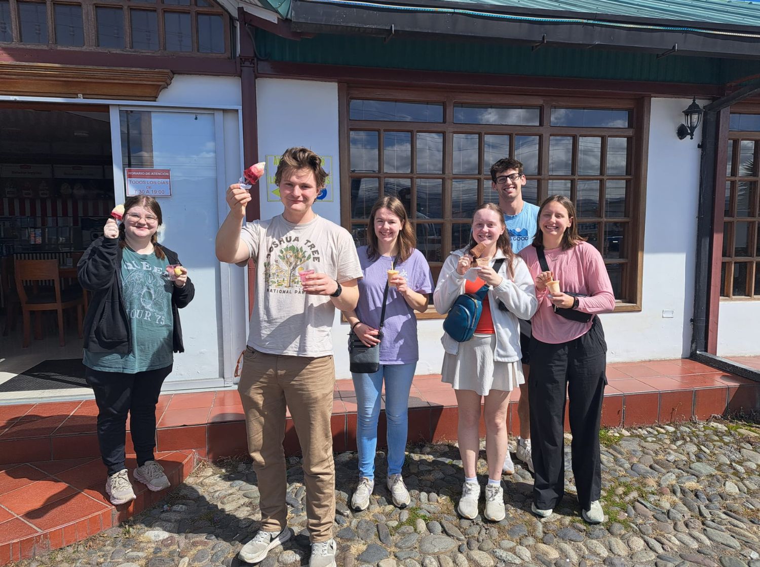 Students enjoying a treat in Ecuador