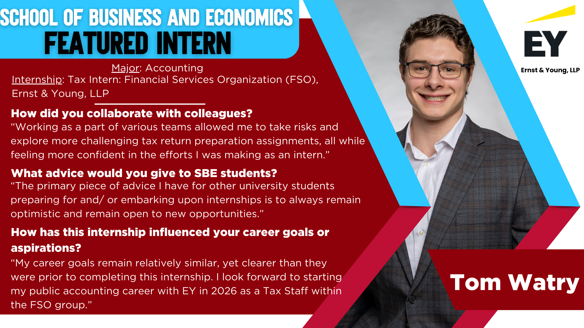 graphic describing SBE's featured intern