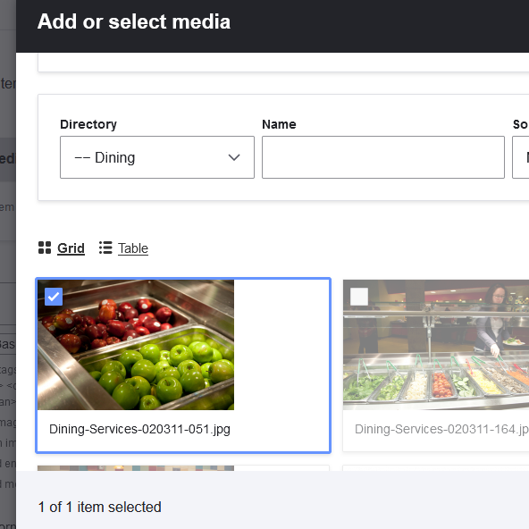 Image interface screenshot