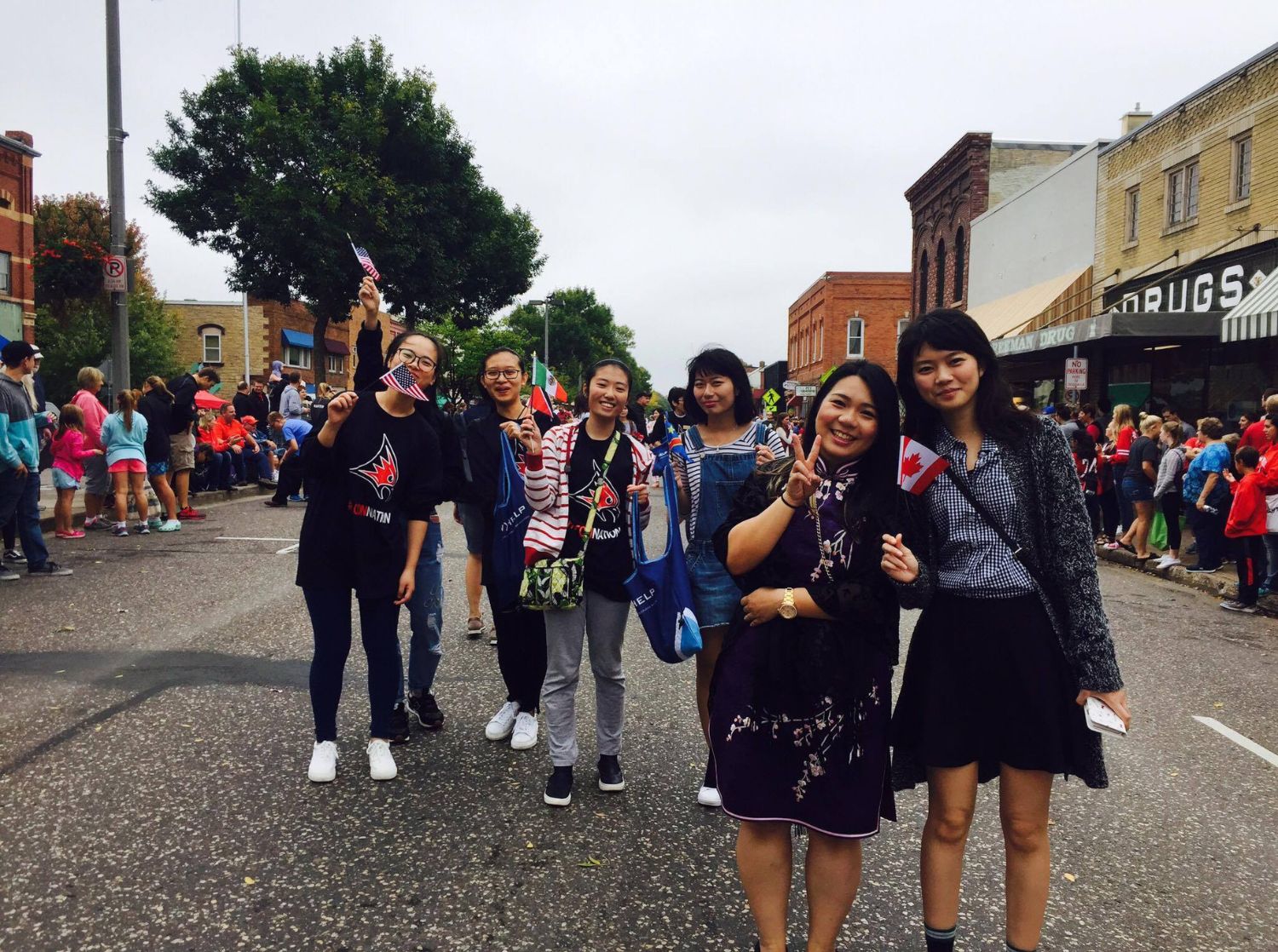 International students at homecoming parade