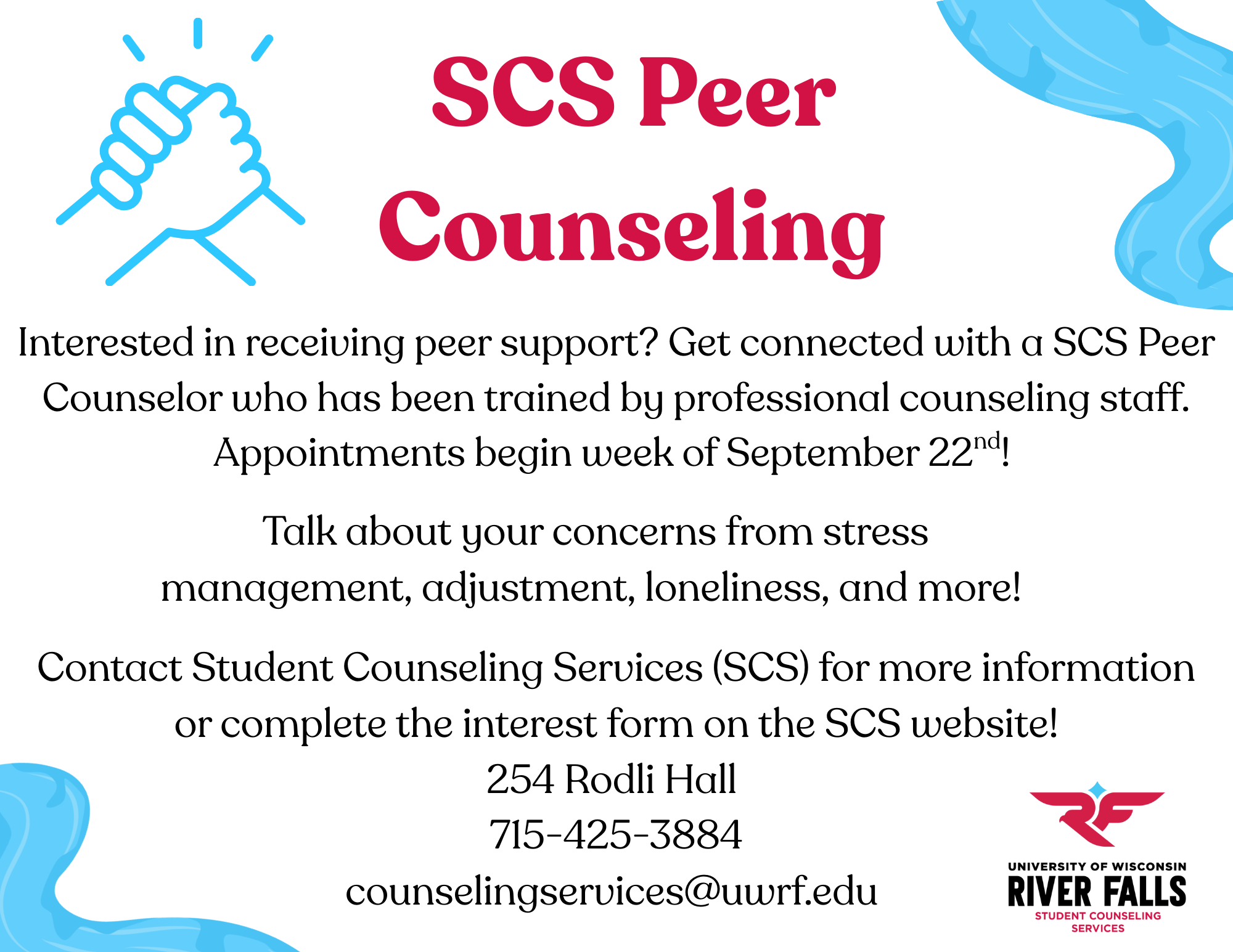 Contact Counseling Services to learn more about Peer Counseling