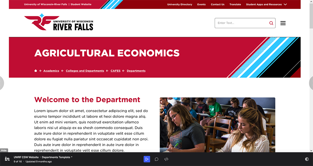 Screen shot of layout