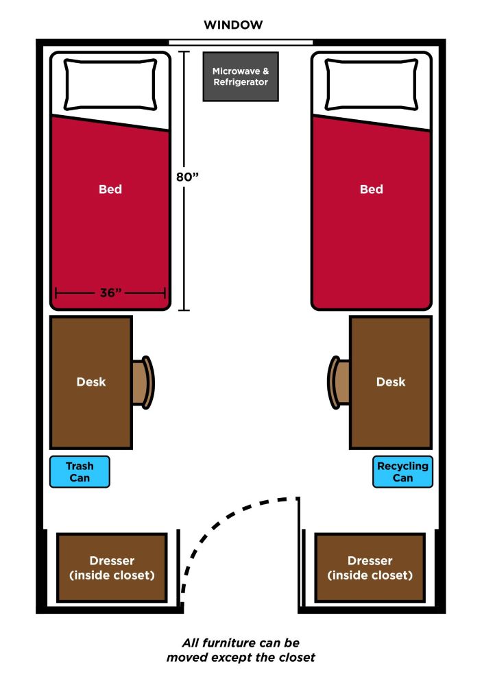 Residence Hall room layout graphic