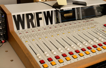 A sound switchboard in the WRFW radio studio