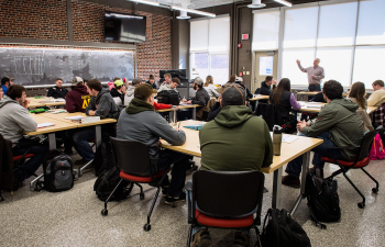 A group of students in an Agricultural Engineering course