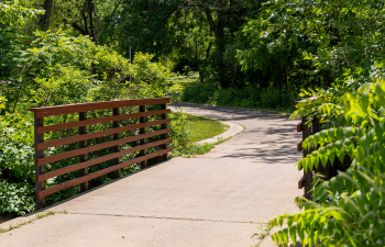 Bridge over the Kinnickinnic River on campus
