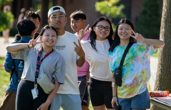 A group of students pose for the camera at the DIB kickoff event