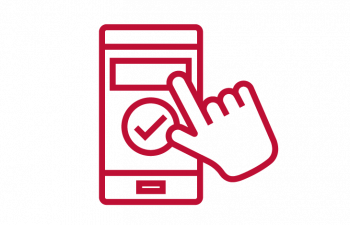 Icon of a hand tapping a button on a phone
