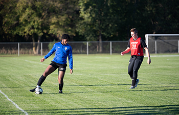 UWRF students compete in intramural coed soccer through Campus Recreation