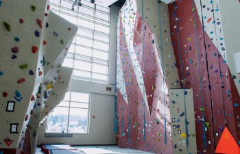 The climbing wall in the Falcon Center