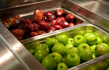 Apples on display in the dining hall