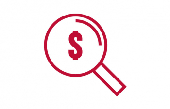 Icon of a magnifying glass with a dollar sign