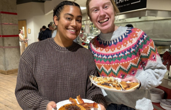 Students enjoying Breakfast in Riverside Commons