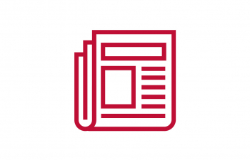 Red icon of a newspaper