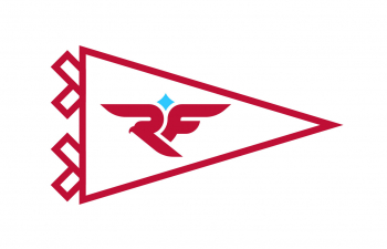 red pennant with UWRF logo in middle