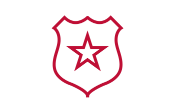 a red outline of a police badge