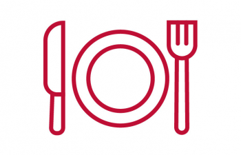 Icon of a dinner plate with fork and knife