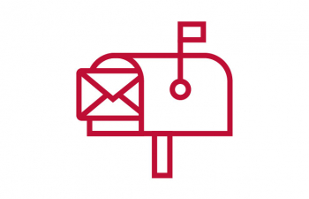 Icon of a mailbox with mail