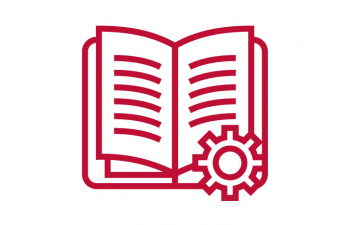 Icon of a book with a gear