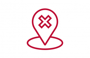 Icon of a location marker with an X in it