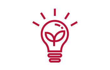 Icon of a light bulb with a leaf inside