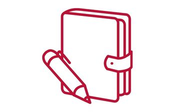 Outline of a journal and pen