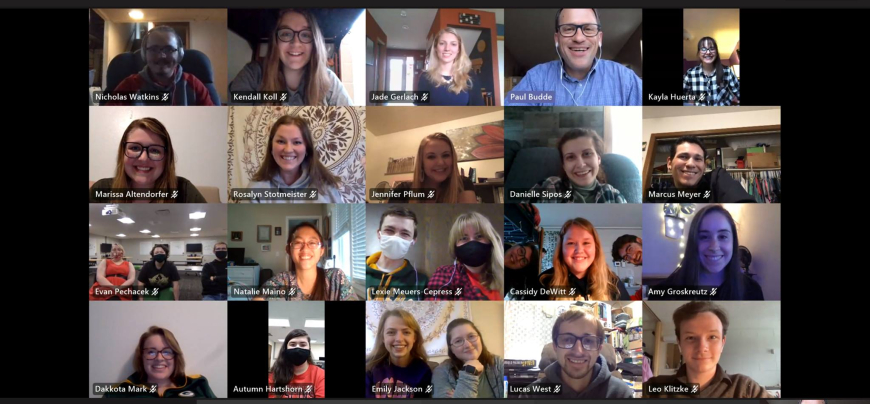 a screenshot of a zoom video call with nearly 20 participants